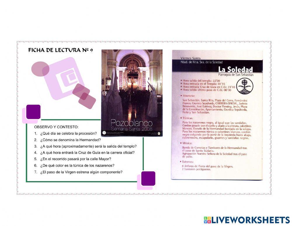 Ficha 9 de Comprensión Lectora