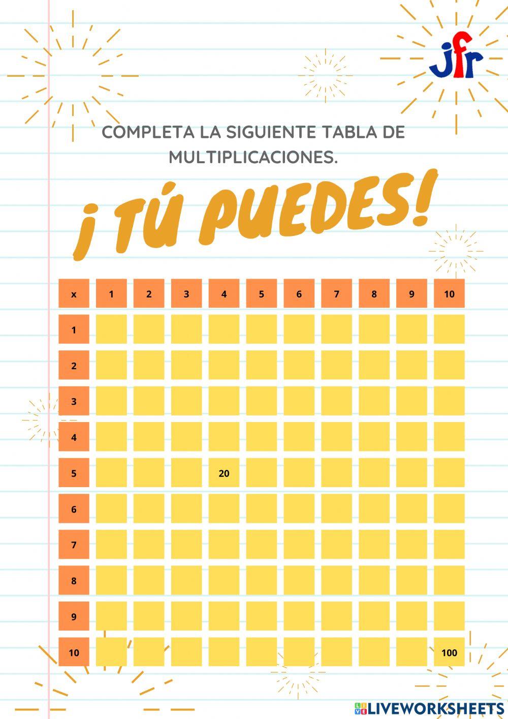 Tabla de multiplicar