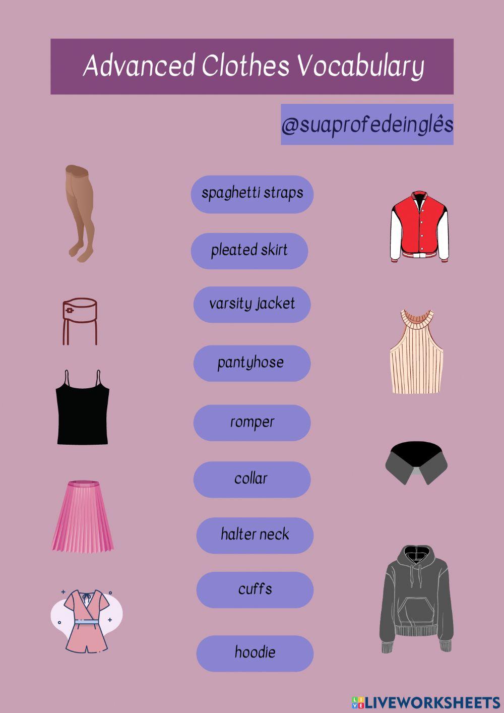 Advanced Clothes Vocabulary worksheet