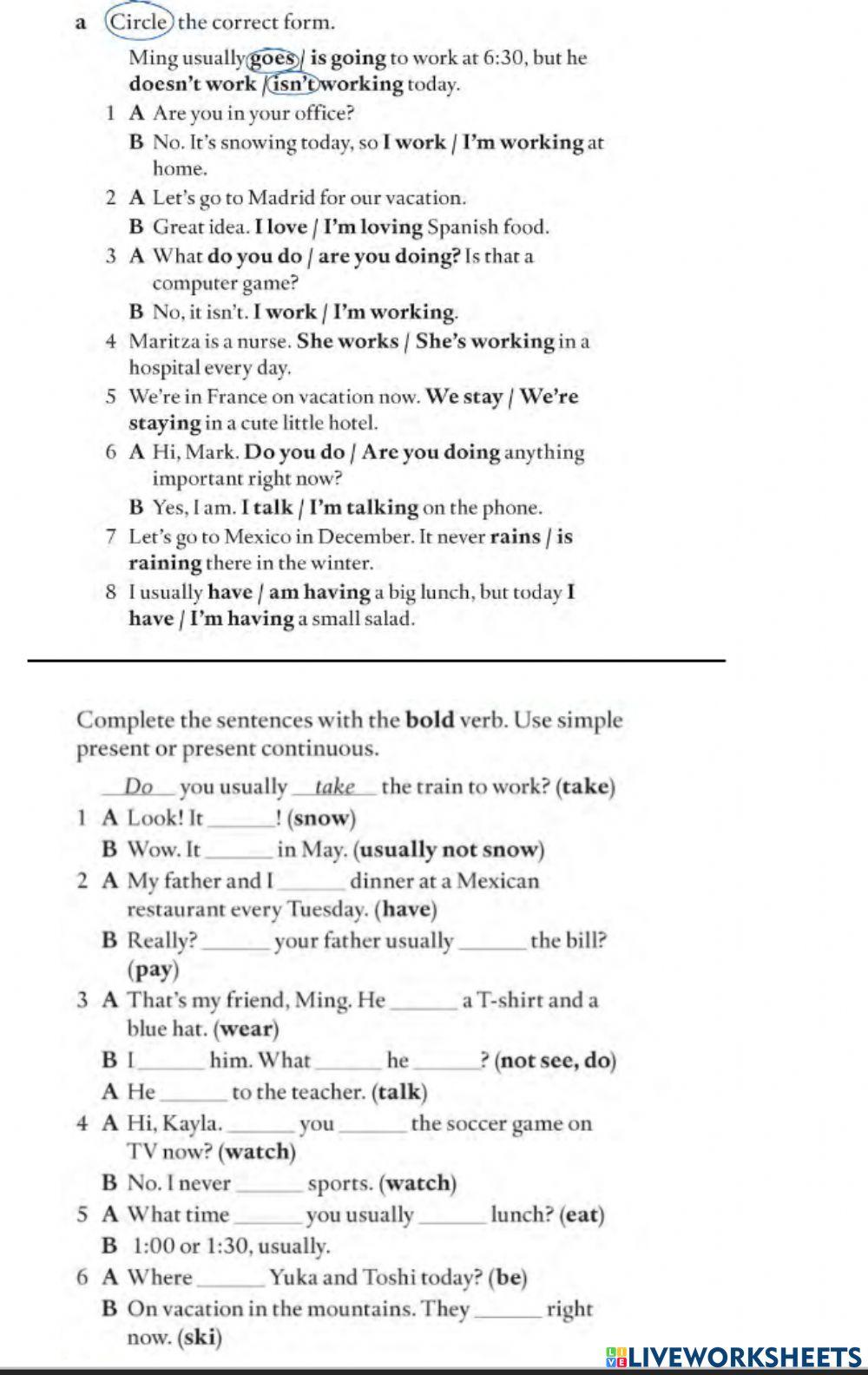 Present simple vs present continuous