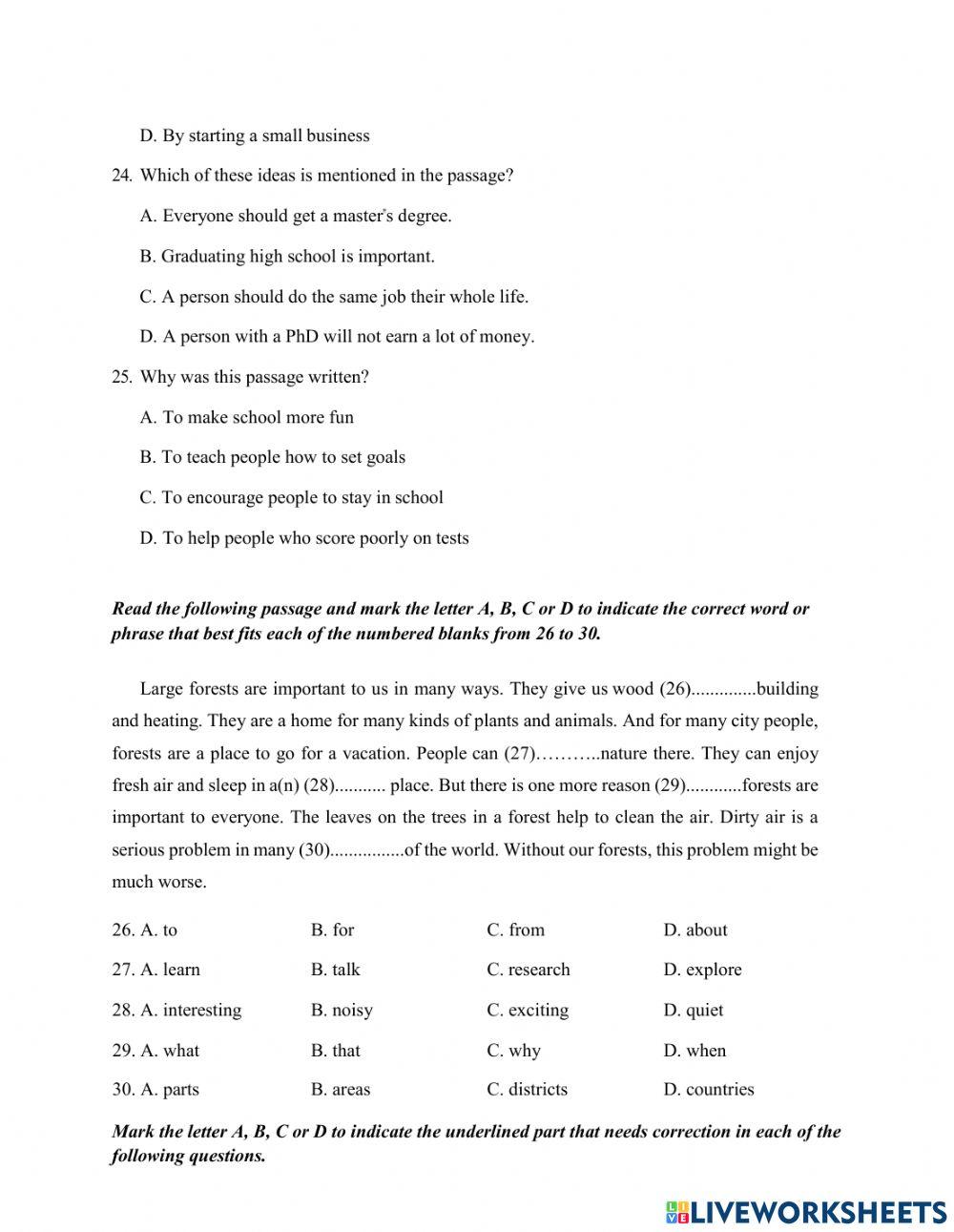 Thi lop 10 - PRACTICE TEST 3