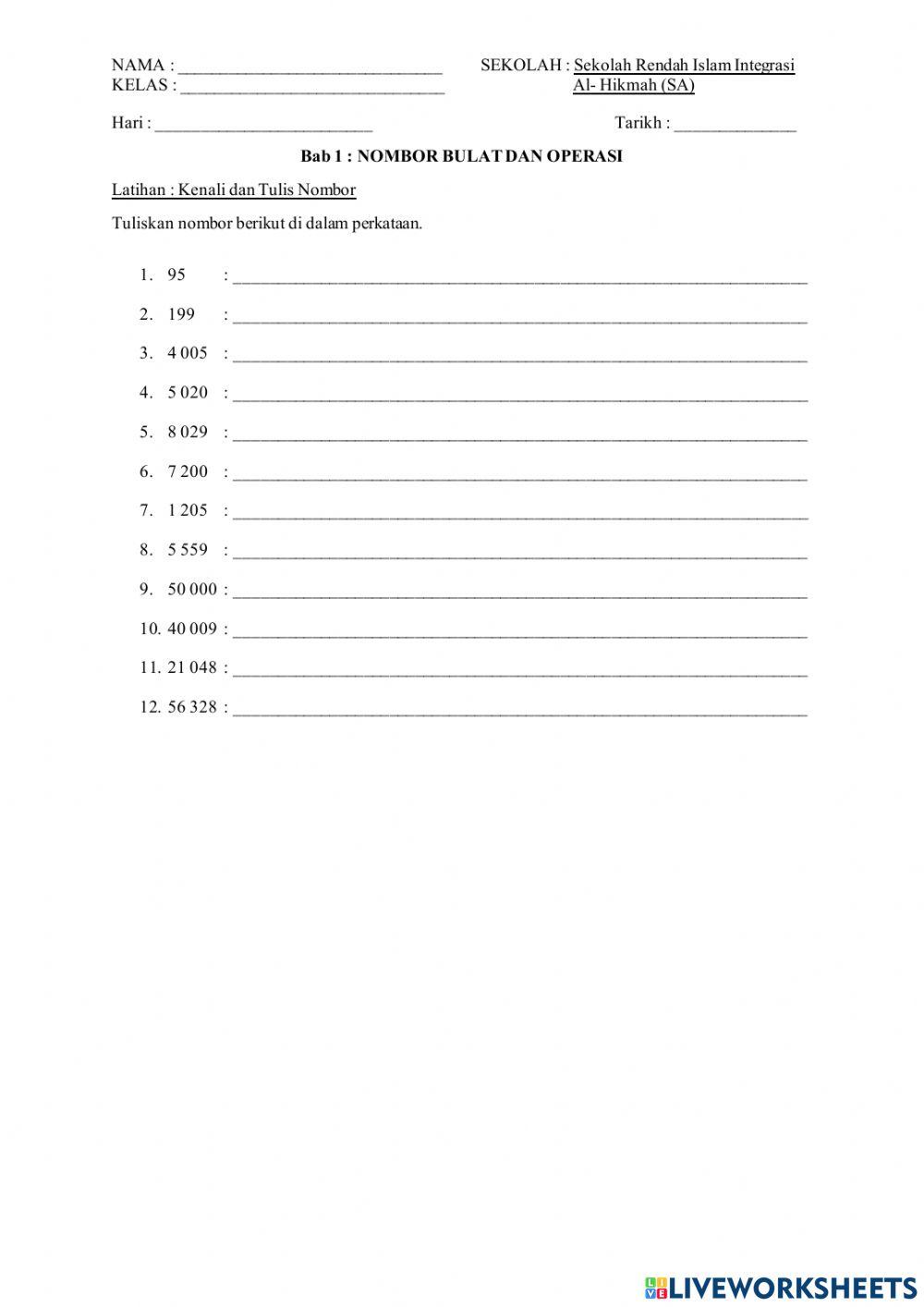 Matematik Bab 1 Nombor dan Operasi