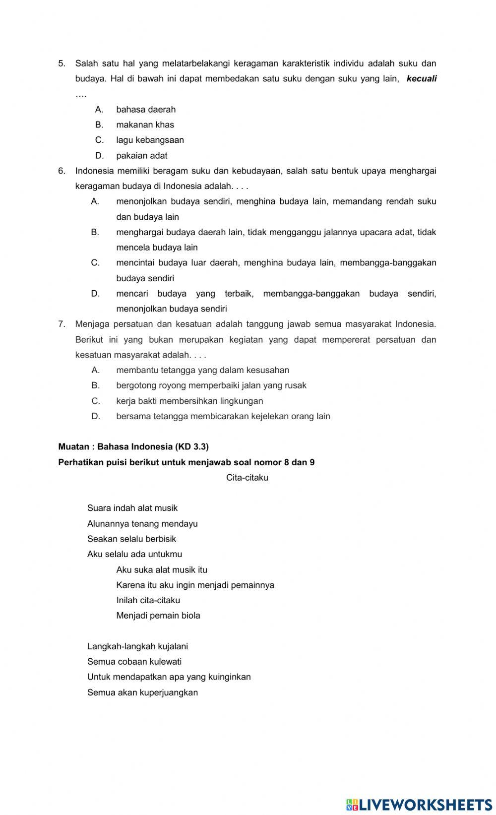 Penilian harian tema 6