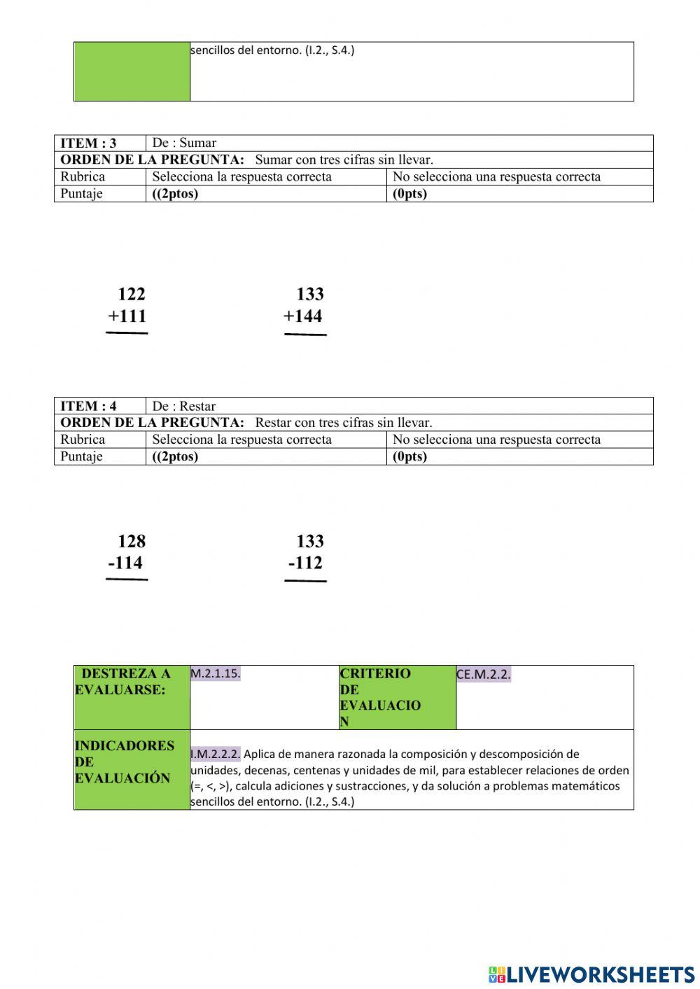 Evaluación  de matemática