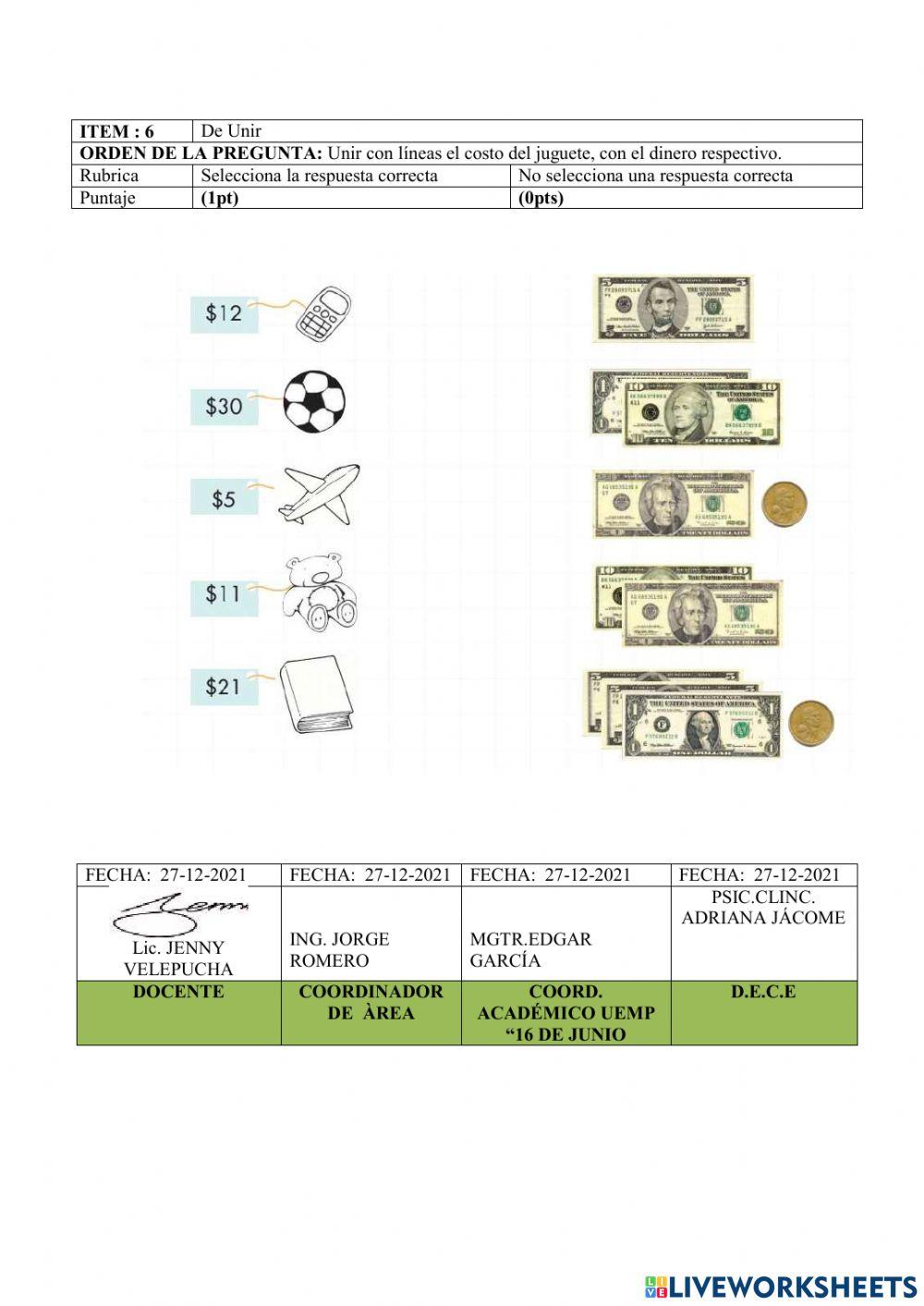 Evaluación  de matemática