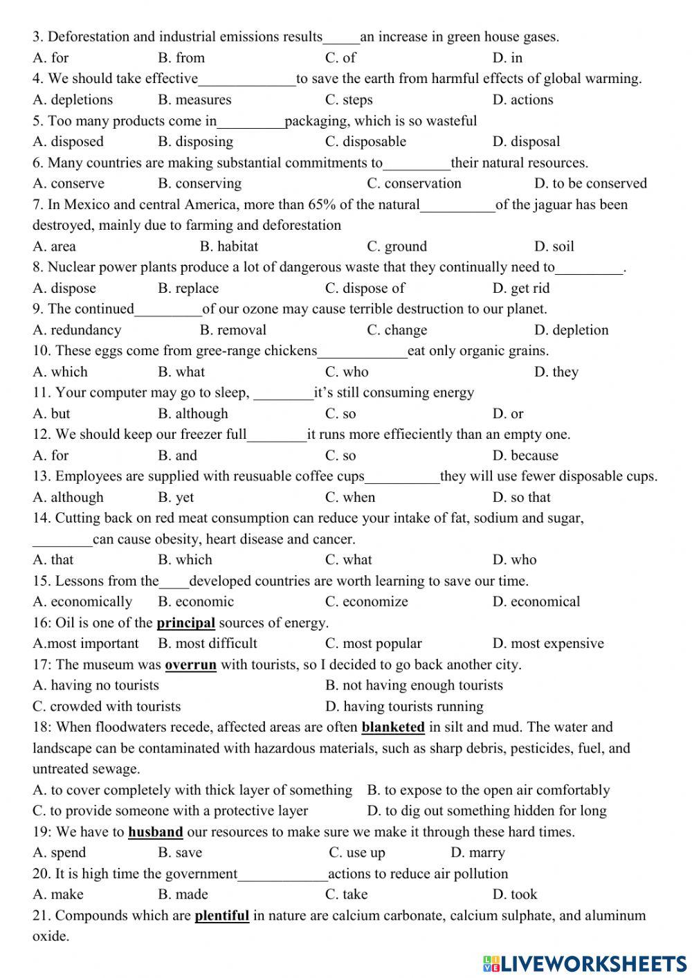 Grade 10-11: Environment (review)