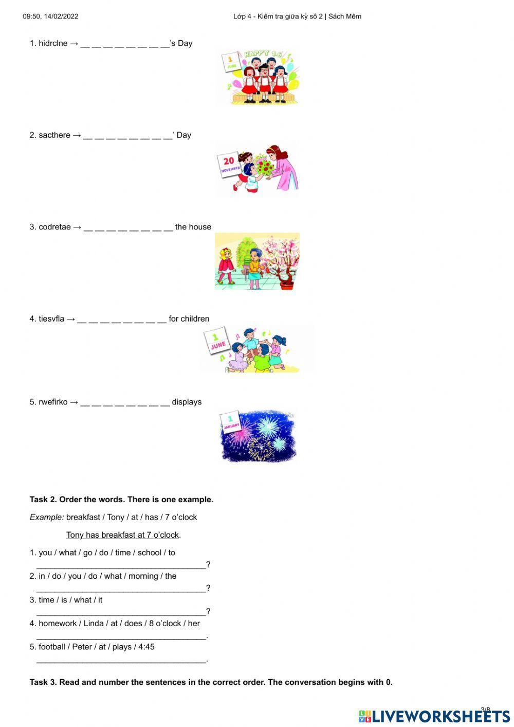 E4 test giữa kỳ 2 đọc viết