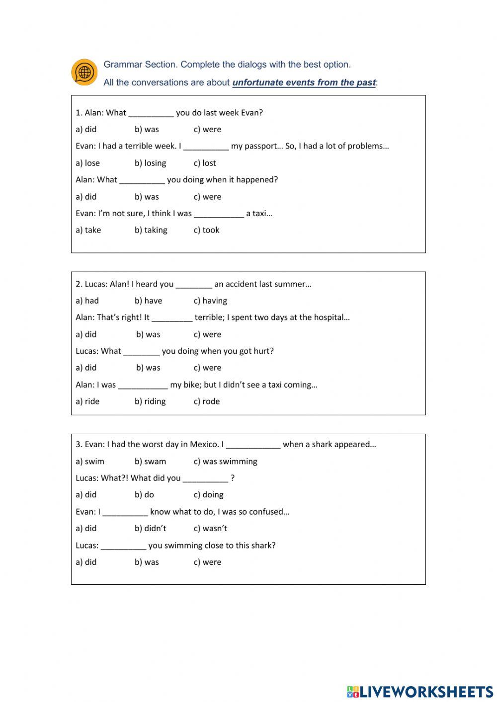 Unfortunate events - Grammar