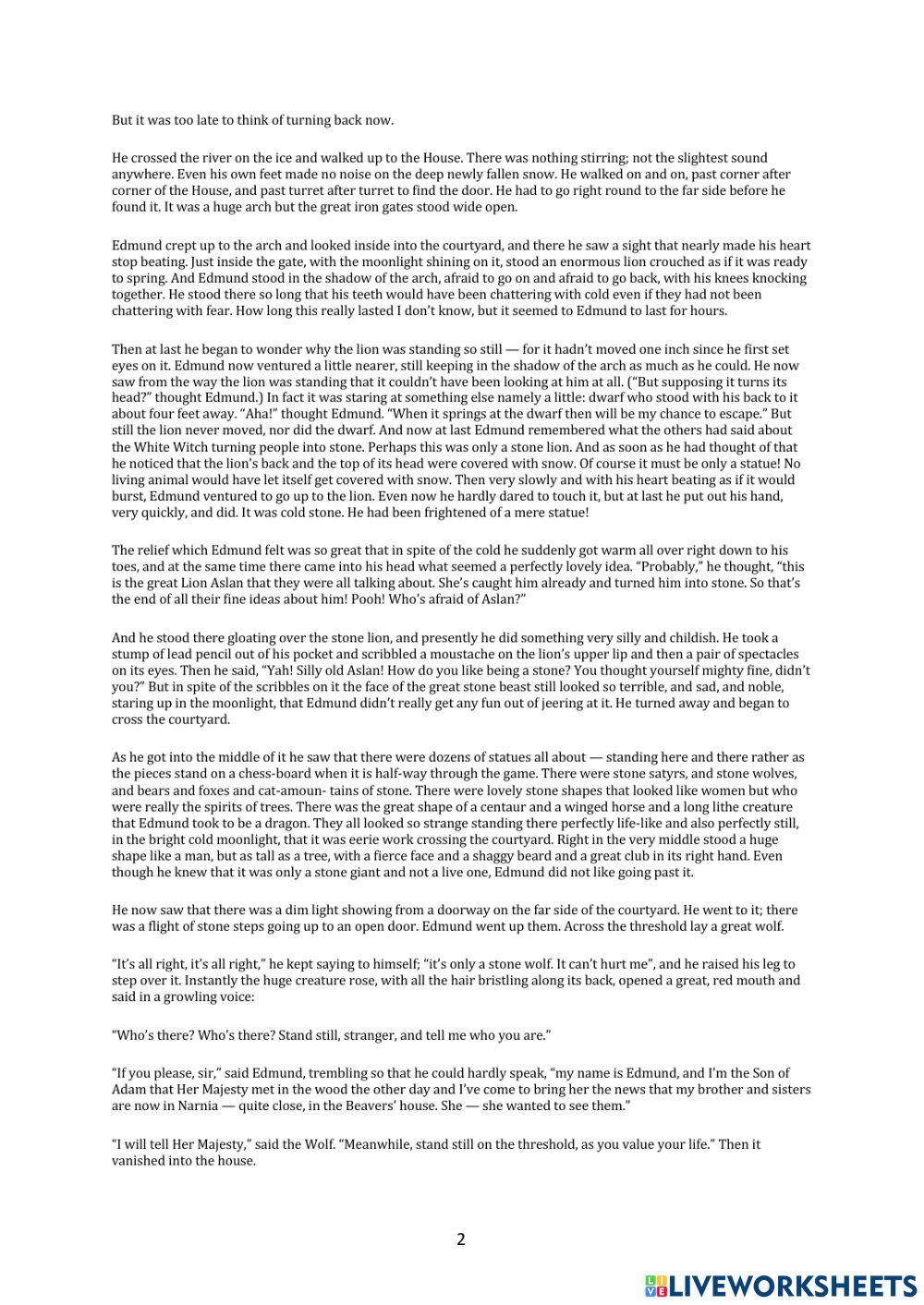 The Lion The Witch and the Wardrobe Chapter 9