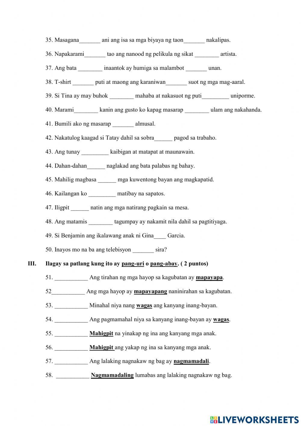 Third periodical exam in filipino 4