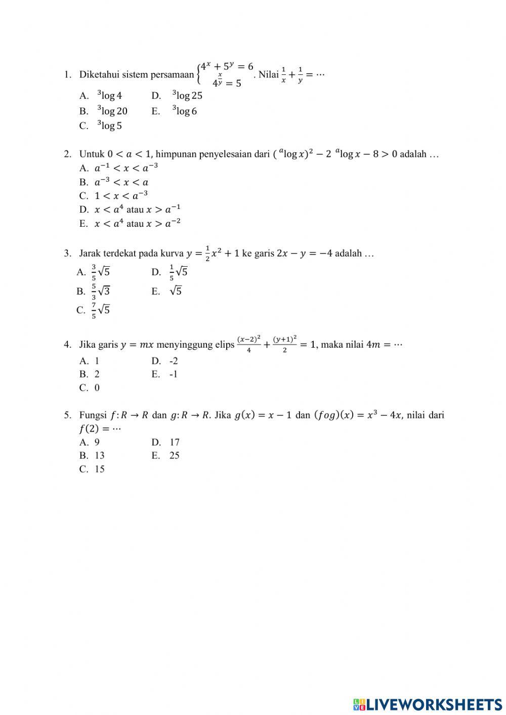 POST TEST intensif ptn ipa 5