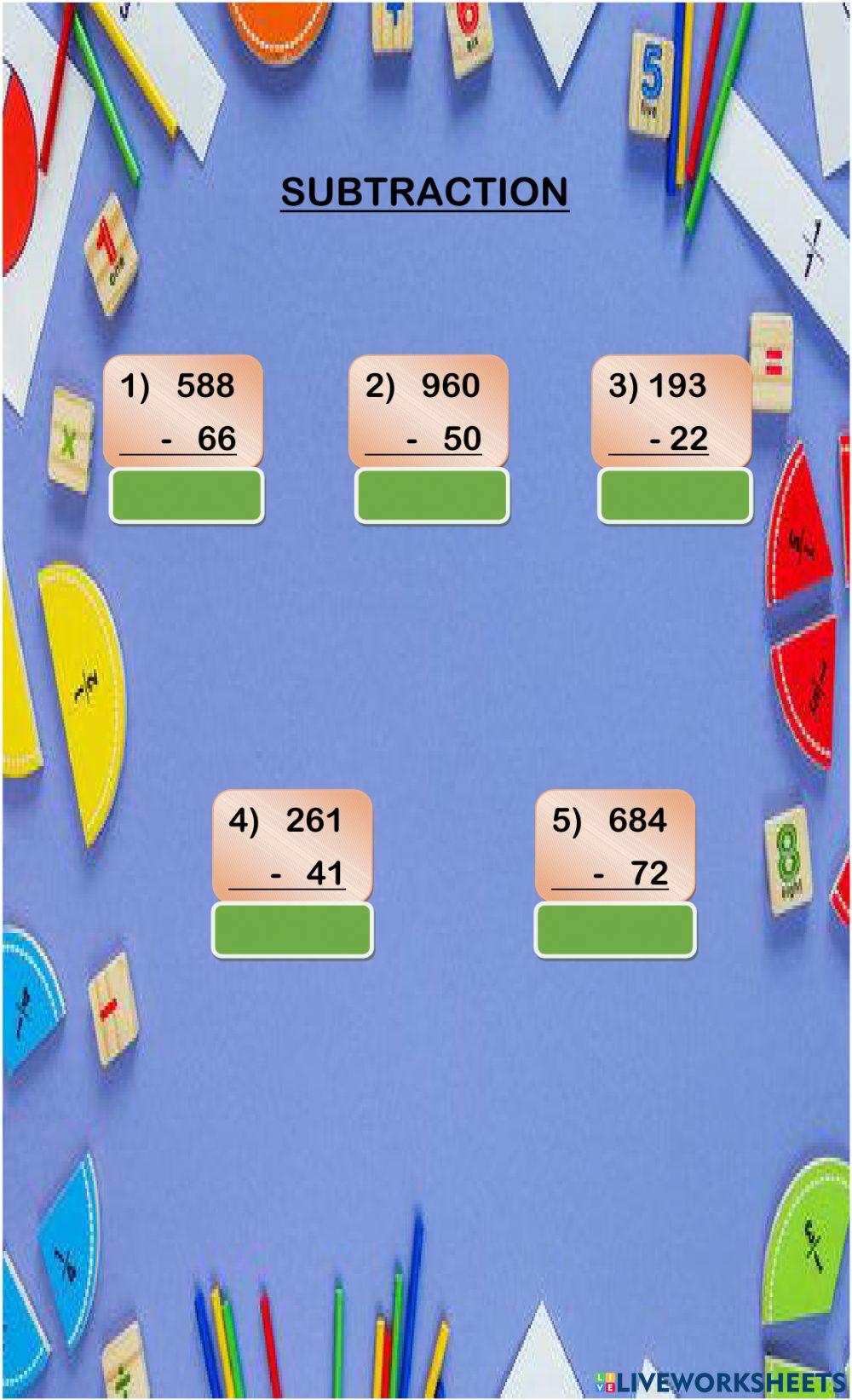 Subtraction without regrouping