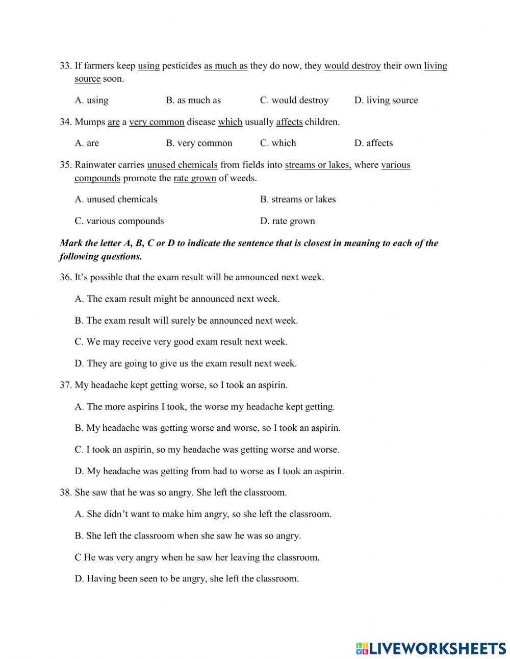Thi lop 10 - PRACTICE TEST 2