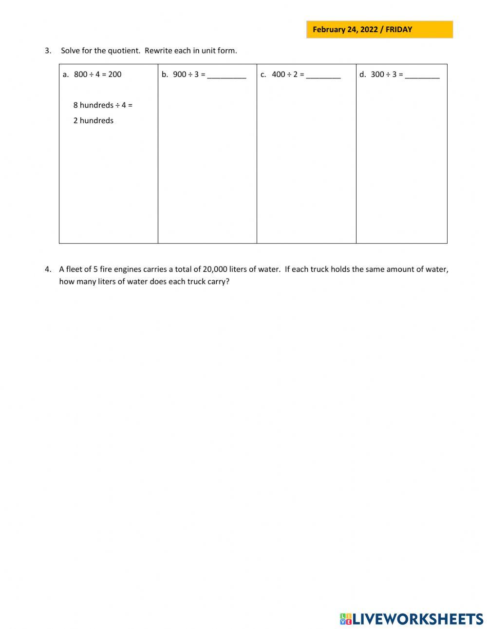 grade 4 lesson 23 online exercise for | Live Worksheets