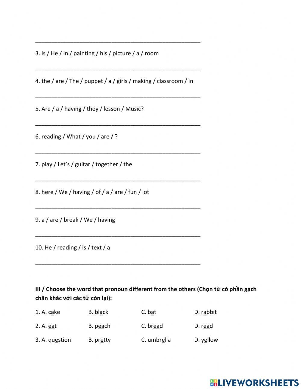 Tiếng Anh 4 Unit 9