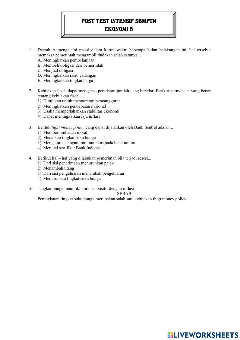 Post test intensif eko 5