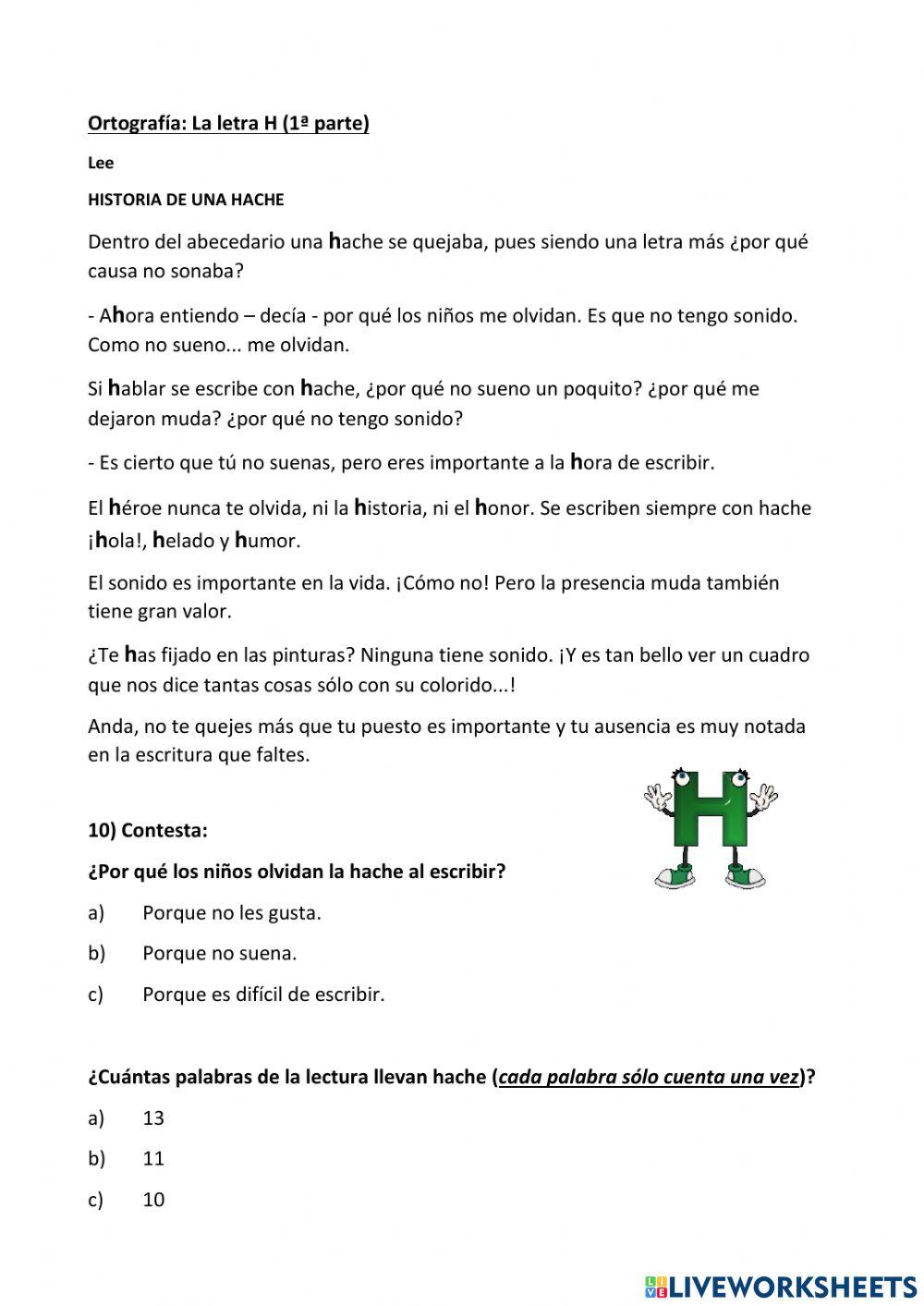 El uso de la letra H