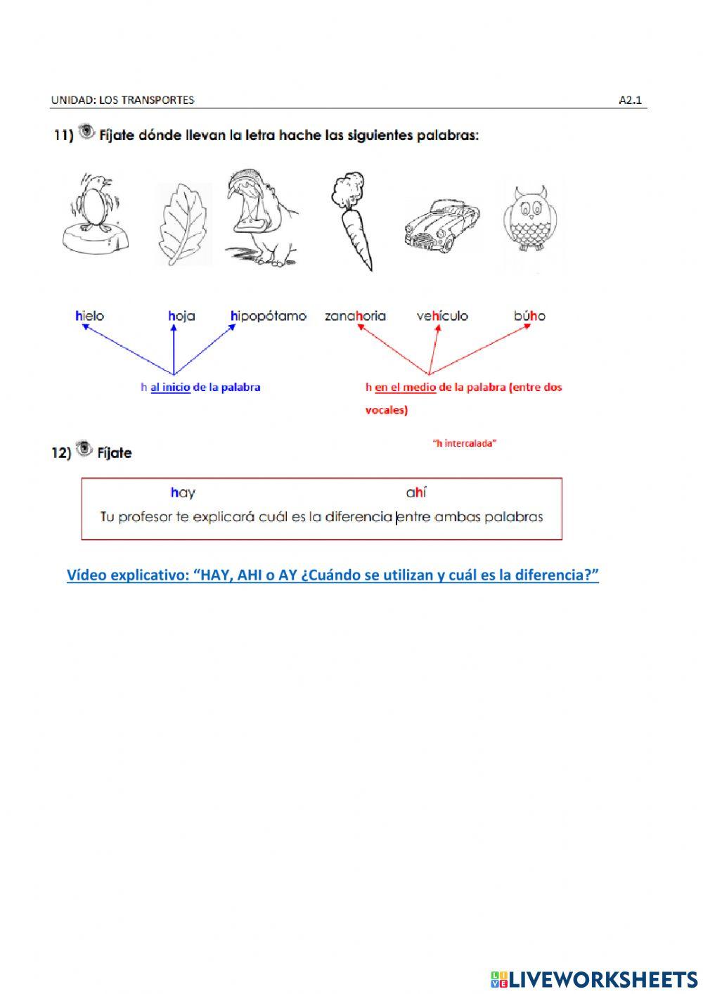 El uso de la letra H