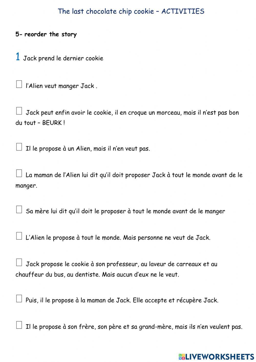 Activities - Book - The last chocolate chip cookie