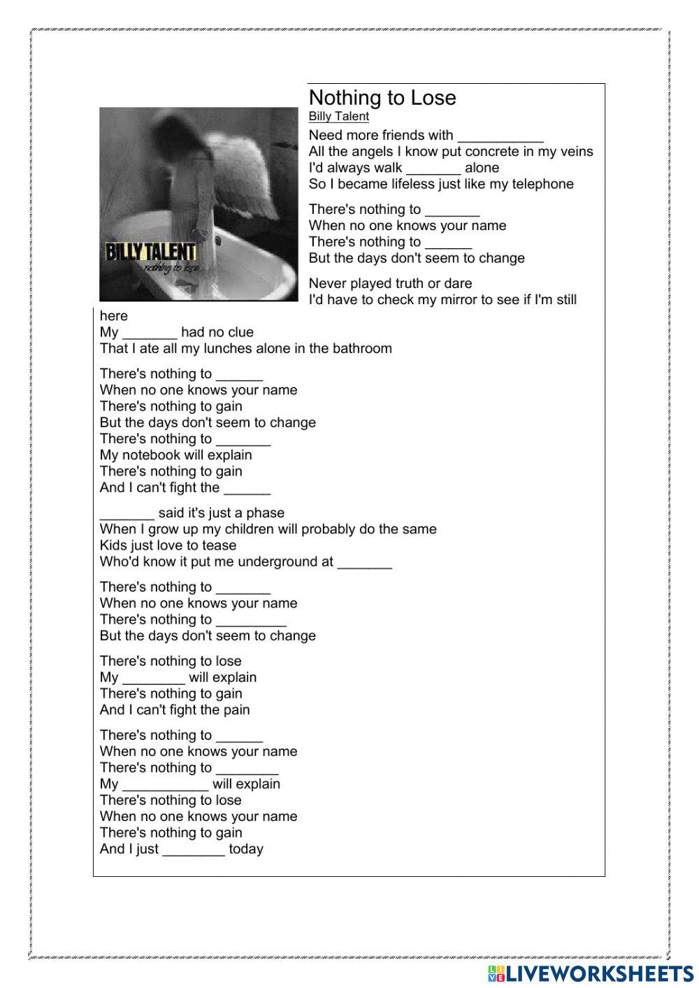 Billy talent -Nothing To Lose-