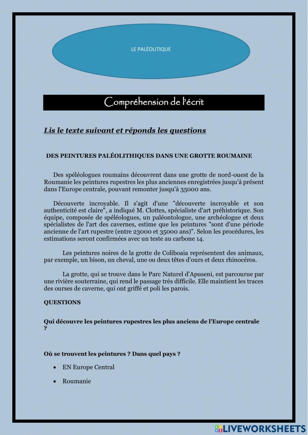 Le paléolitique 2DBH