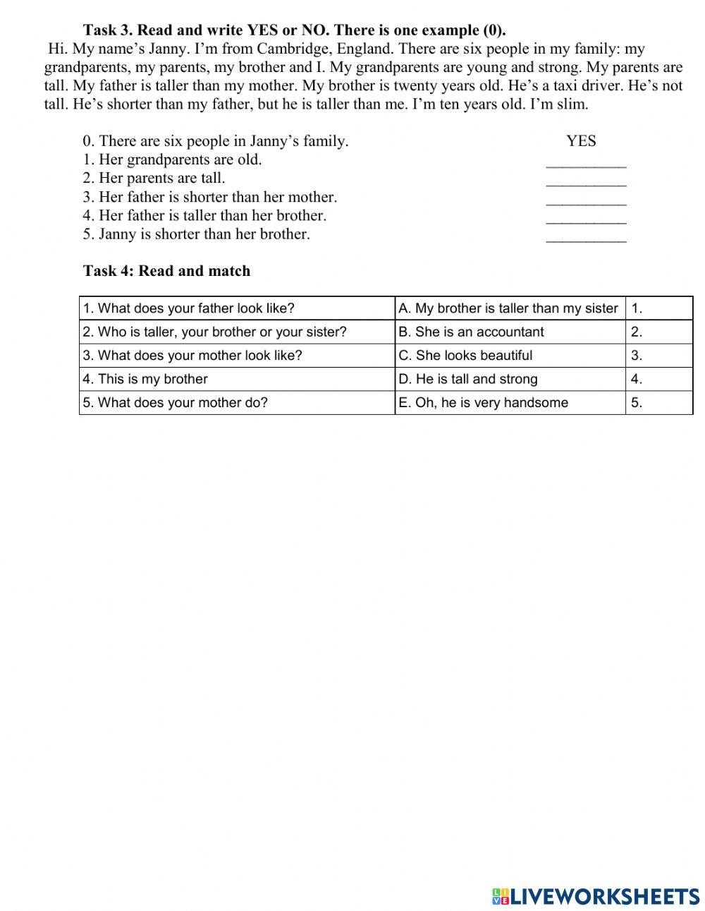 Bài tập tiếng anh lớp 4 unit 14: What does he look like?