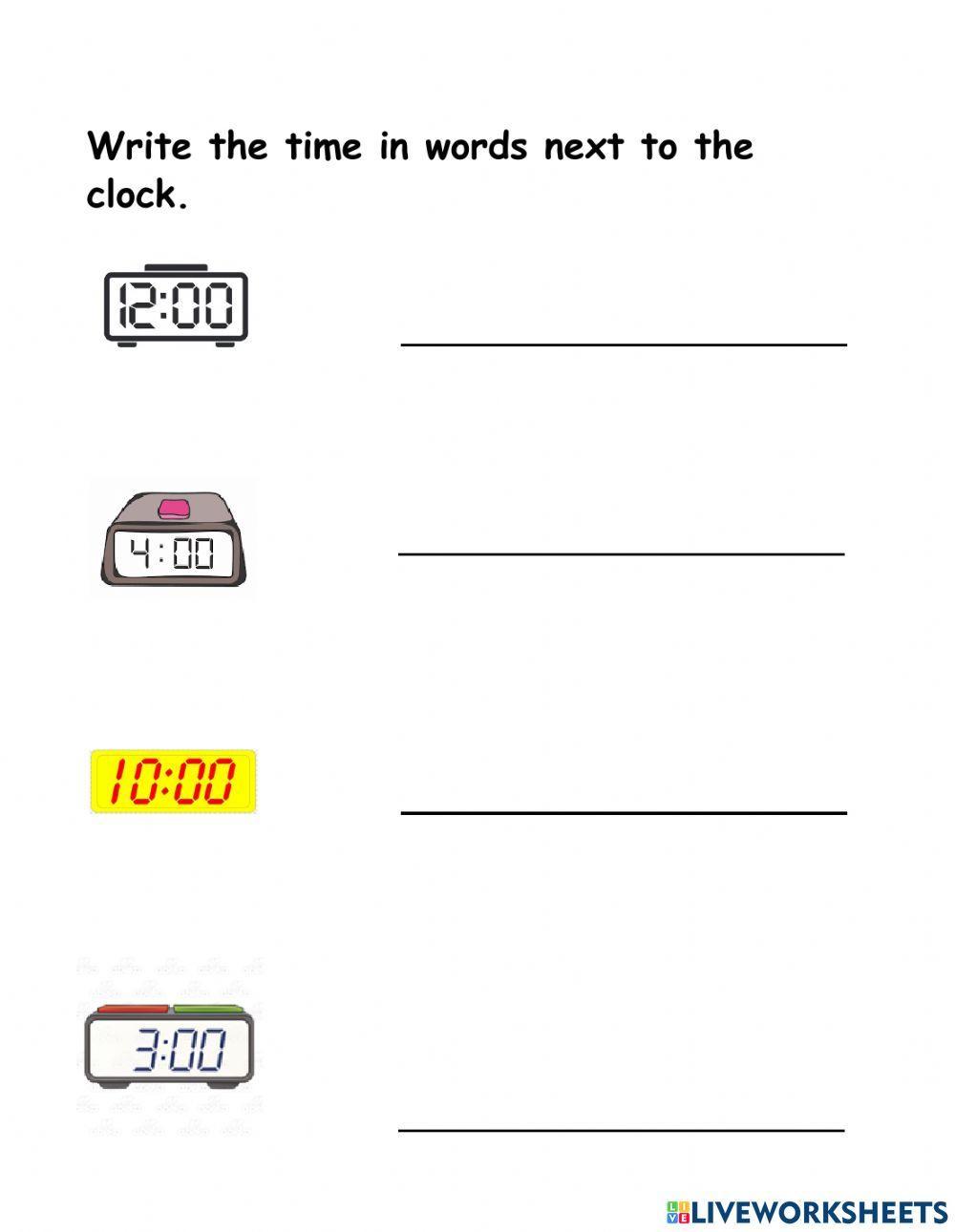 Time on the hour digital