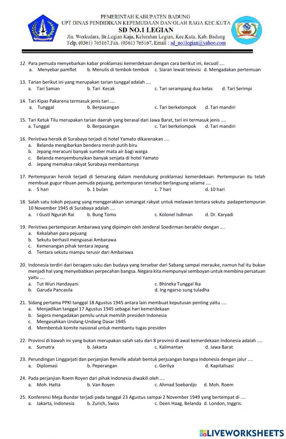Latihan soal tema 7 sub tema 2