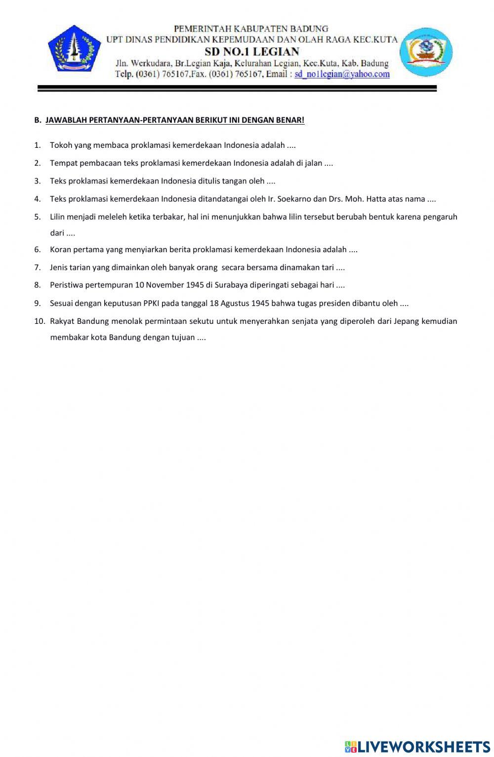 Latihan soal tema 7 sub tema 2