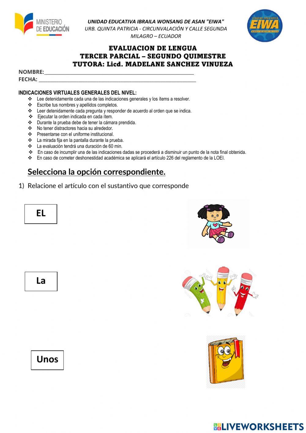 Evaluación de Lengua