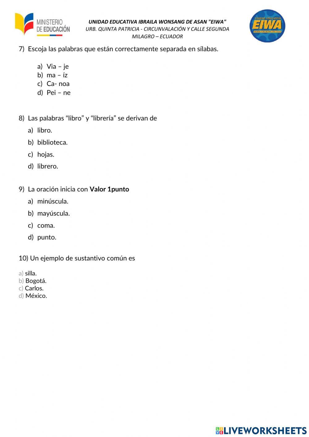 Evaluación de Lengua
