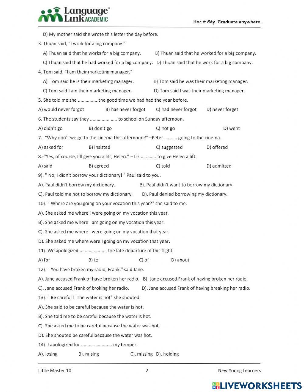 LM10 Progress test 3