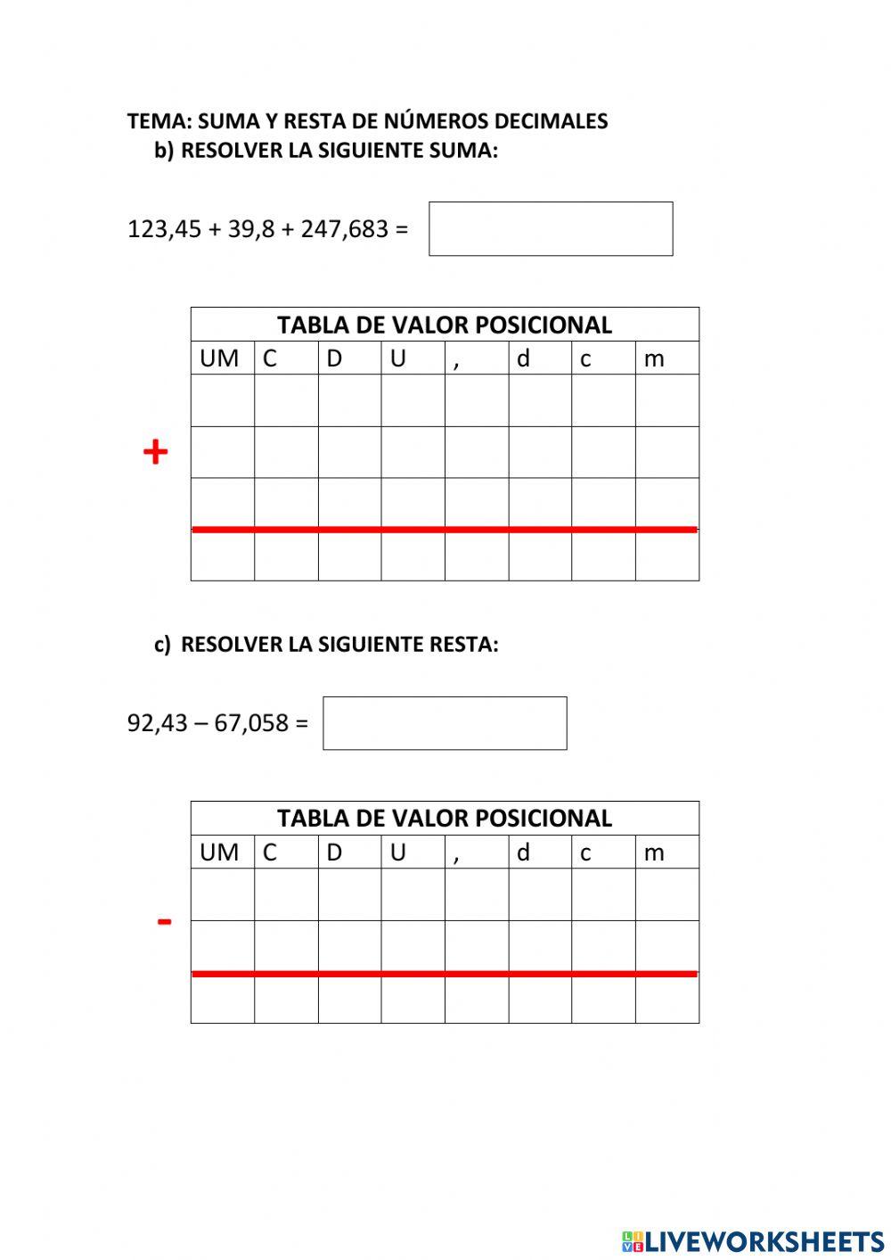 EJERCICIO DE mcm Y MCD- EJERCICIOS DE SUMA Y RESTA DE DECIMALES
