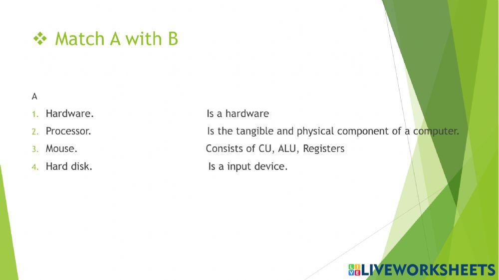 Introduction to computers exercise | Live Worksheets