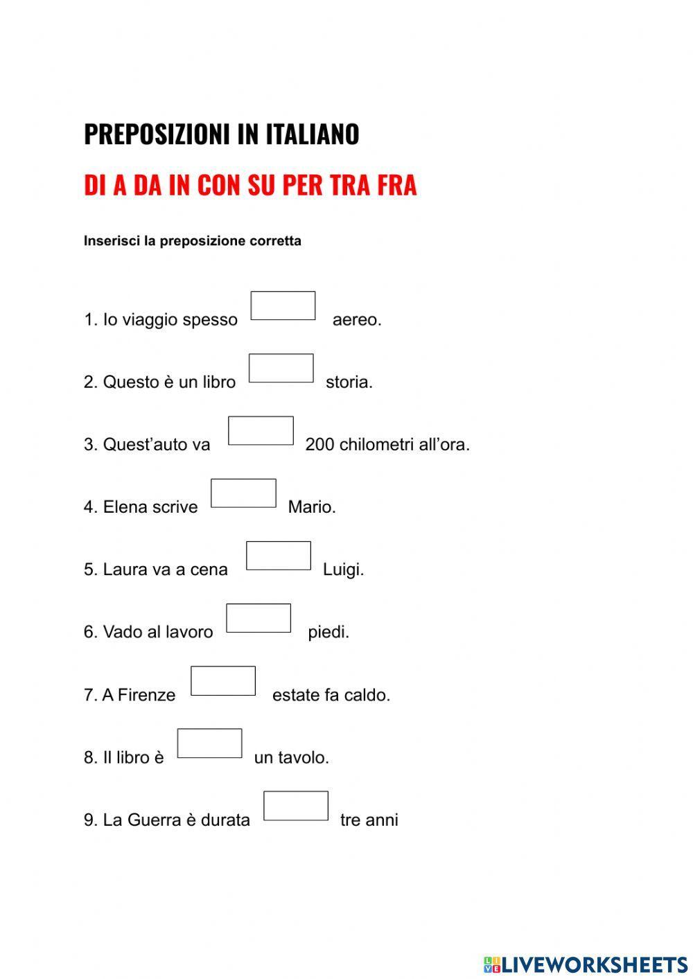 Le preposizioni (esercizio)