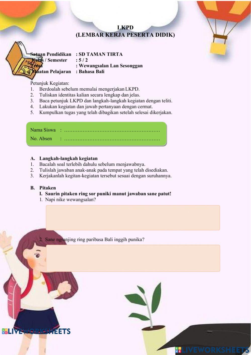 Penugasan Wewangsalan lan sesonggan