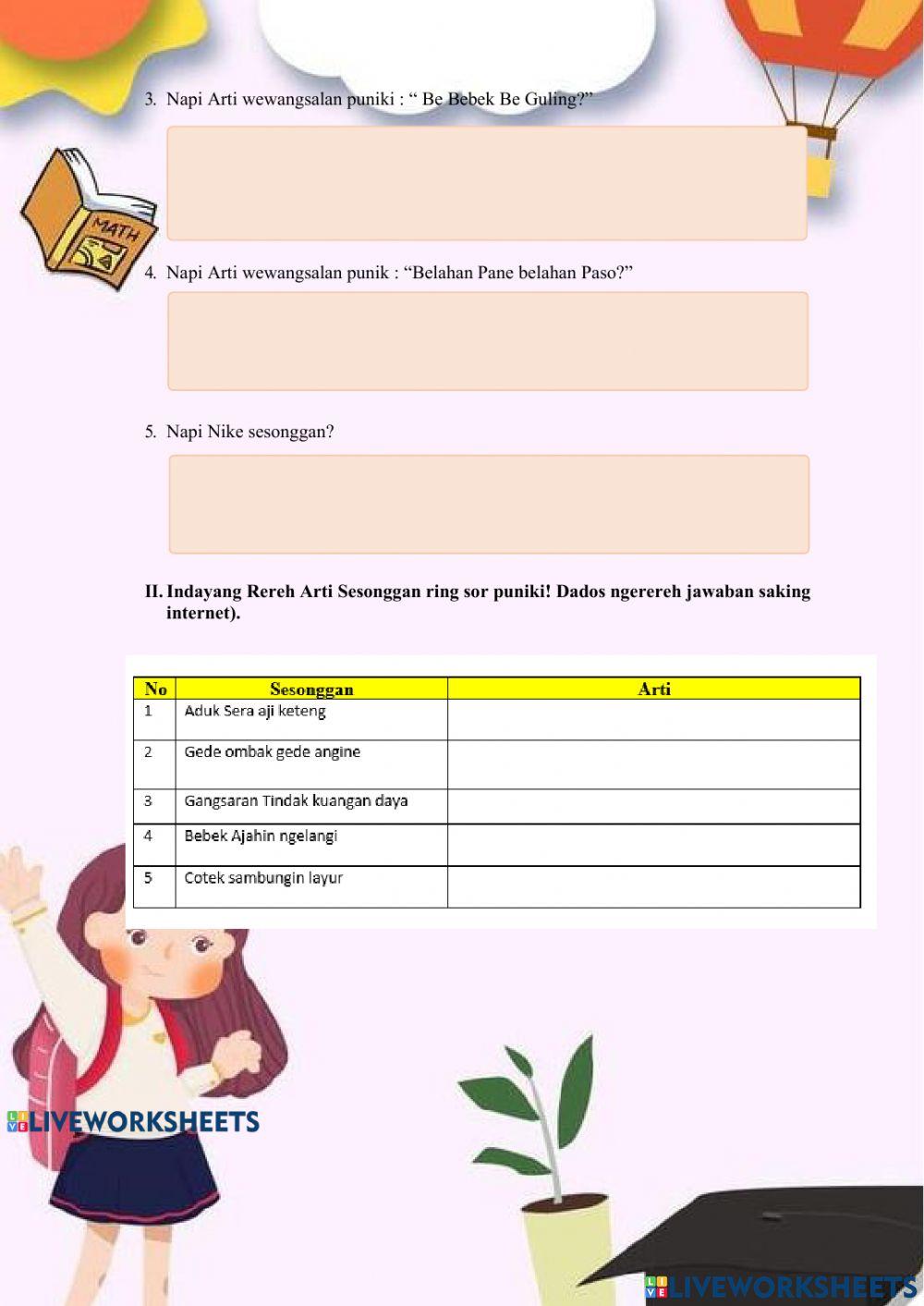 Penugasan Wewangsalan lan sesonggan