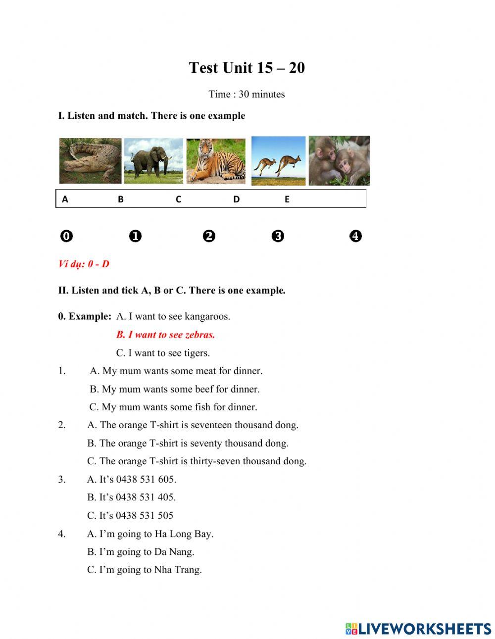 Listening Test Unit 15 - Unit 20