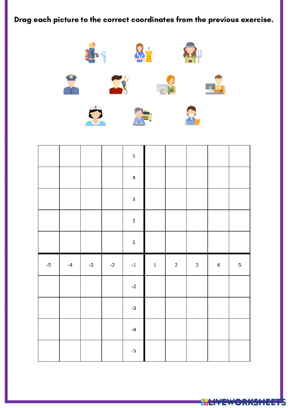 Coordinates 4 quadrants English vocabulary jobs