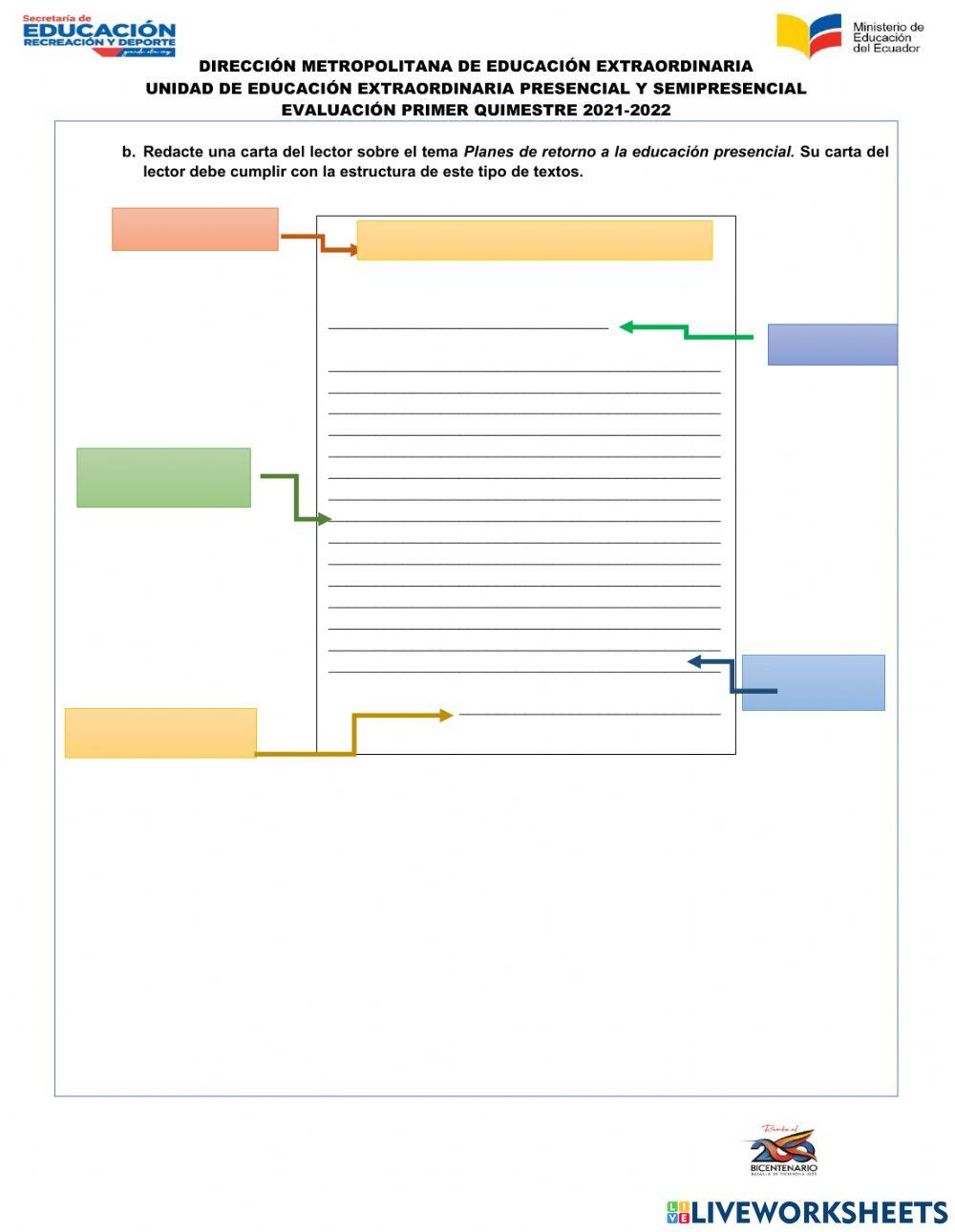 Evaluación del primer quimestre