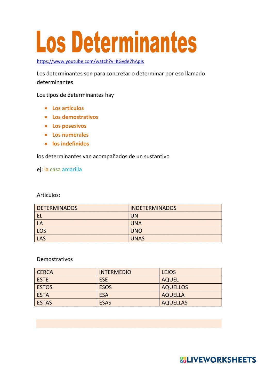 Material para totocopiar los determinantes