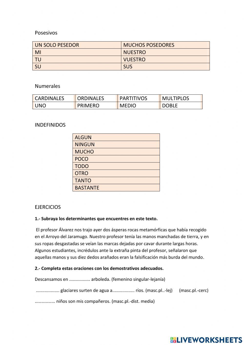 Material para totocopiar los determinantes