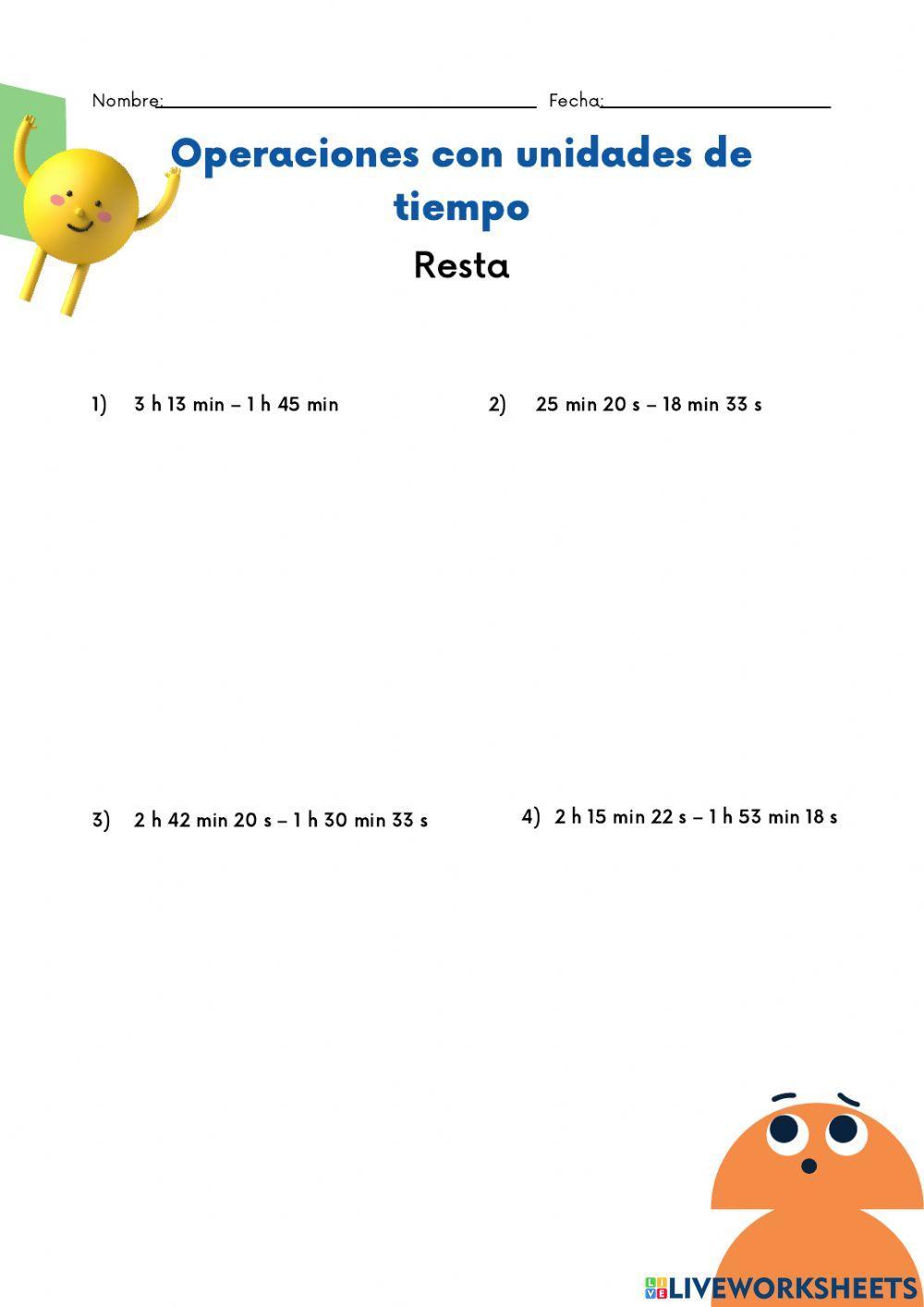 Operaciones con horas, minutos y segundos