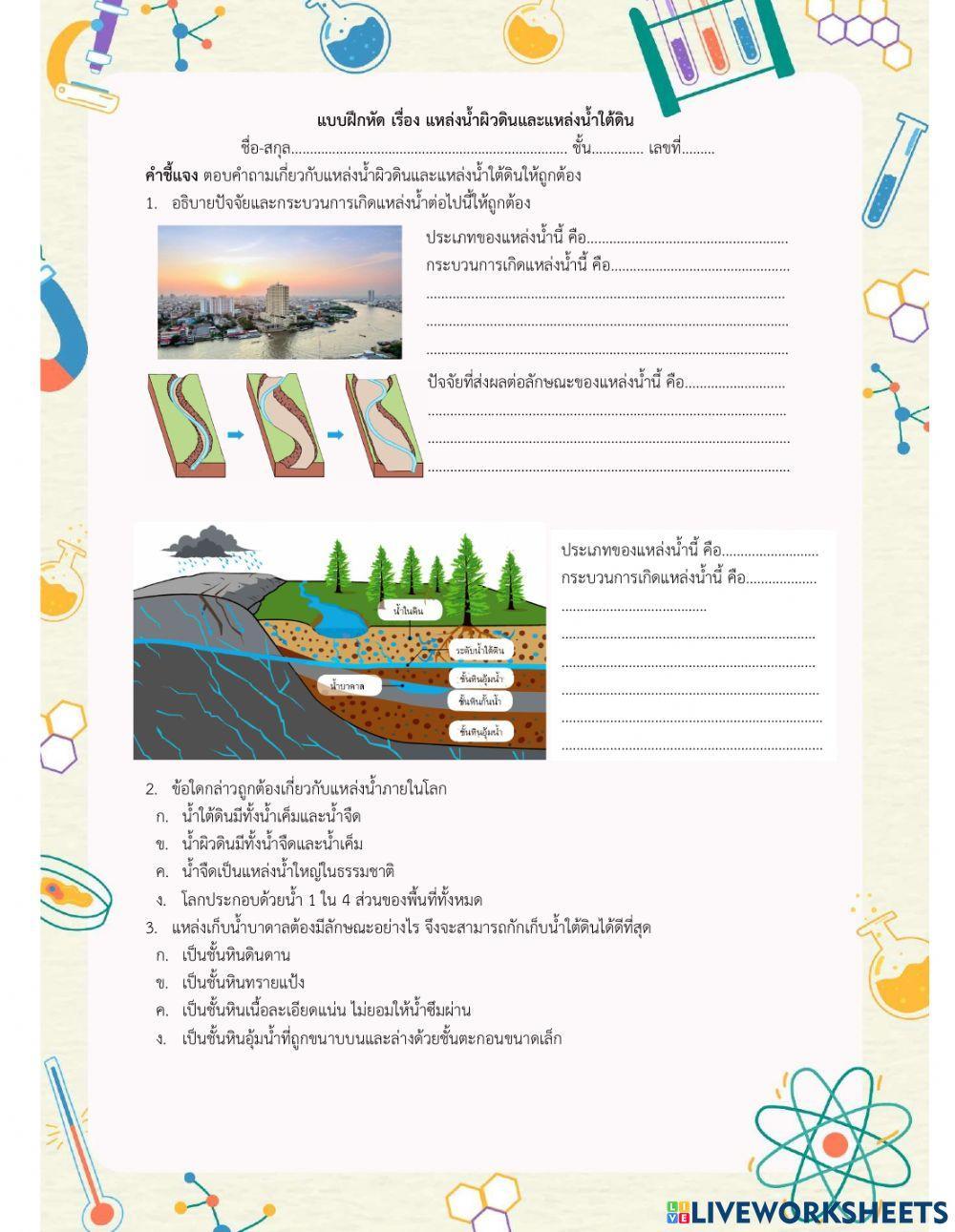 แหล่งน้ำผิวดินและใต้ดิน