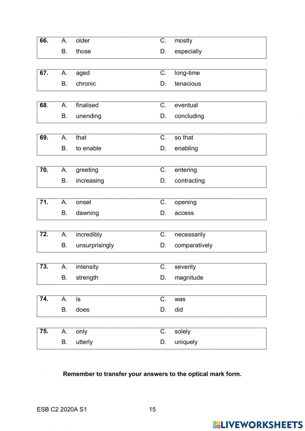 ESB C2 USE OF ENGLISH 2020A