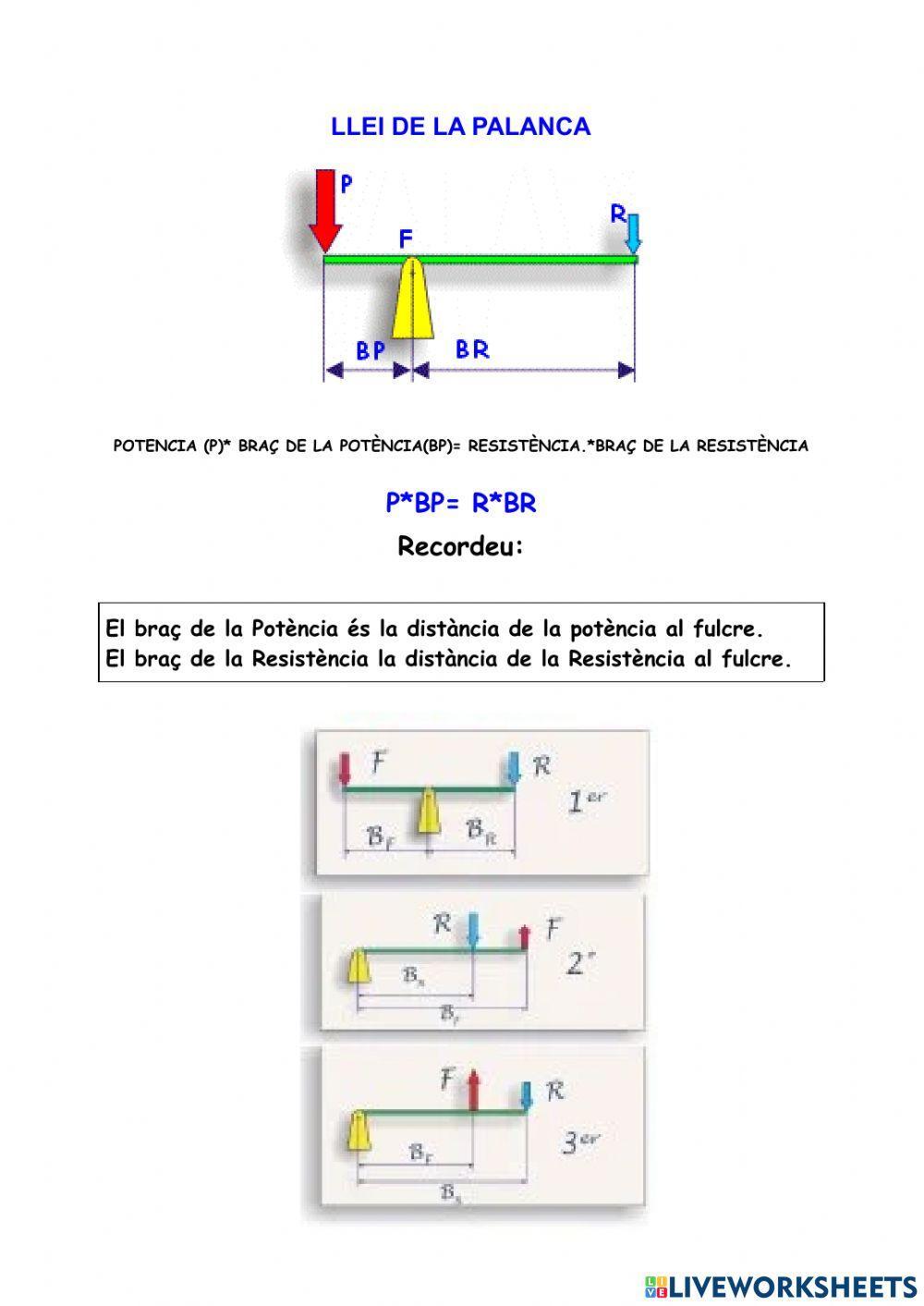 Exercicis llei de la palanca.