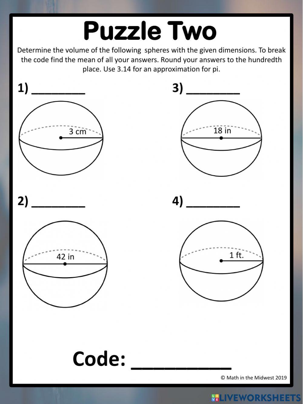 Volume of Sphere  v-4-3 x 3.14 x r-3