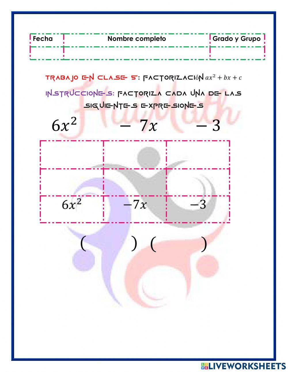 Factorización ax2+bx+c