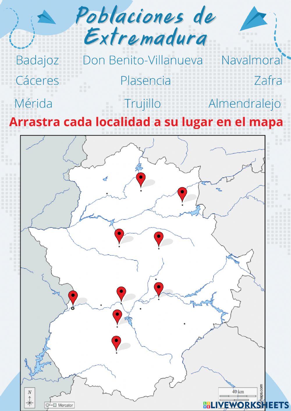 Poblaciones de Extremadura