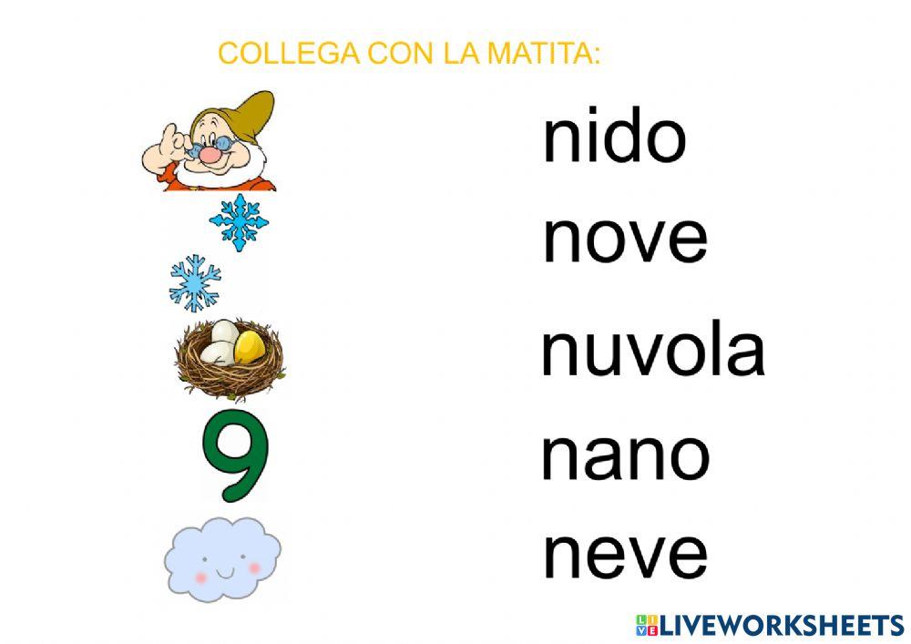 Lettura parole N minuscolo